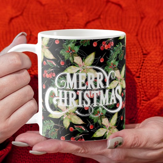 Poinsettias und Berries Weihnachten Kaffeetasse