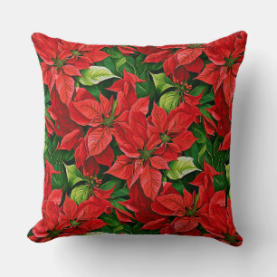 Poinsettias und Holly-Blätter Kissen