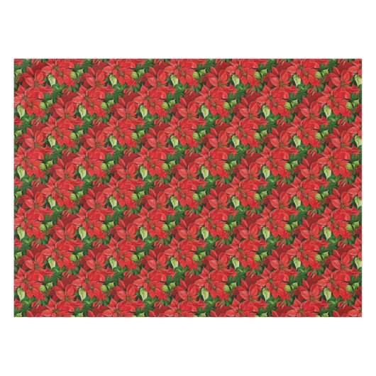 Poinsettias und Holly-Blätter Tischdecke (Vorderseite (Horizontal))