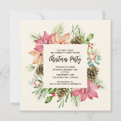 Poinsettias und Pine Christmas Party Einladungen (Vorderseite)