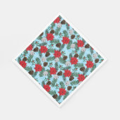 Poinsettias und Silberglocken in Blue Paper Napkin Serviette (Ecke)