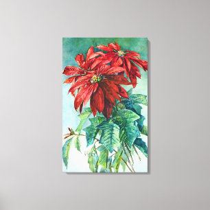 Poinsettias Vintage Kunst Leinwanddruck