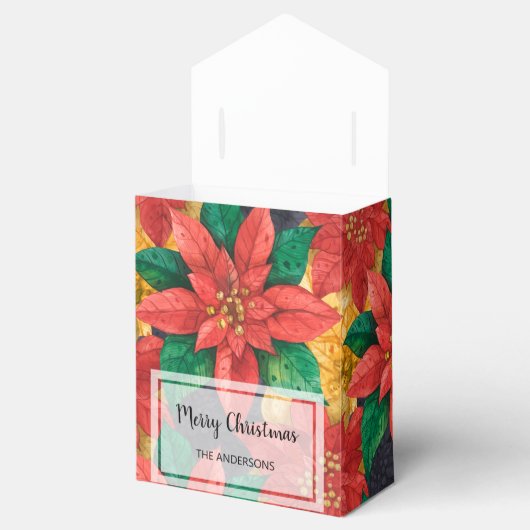 Poinsettias Weihnachtsfeiertag Zelt Geschenkschachtel (Geöffnet)
