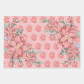 Poinsettias Weihnachtsfeiertage Blume in Rosa Geschenkpapier Set (Vorderseite)