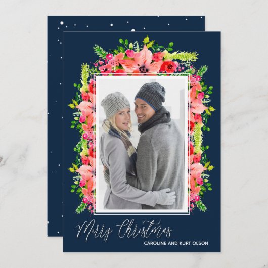 Poinsettias Weihnachtsgebäck Foto Feiertagskarte (Vorne/Hinten)