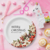 Poinsettias weiß pappteller (Party)