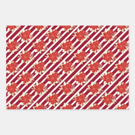 Poinsettias Whimsical Merry Christmas Geschenkpapier Set (Vorderseite 2)