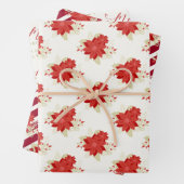 Poinsettias Whimsical Merry Christmas Geschenkpapier Set (Beispiel)