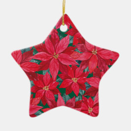Poinsettias Winter Shelter Keramik Ornament