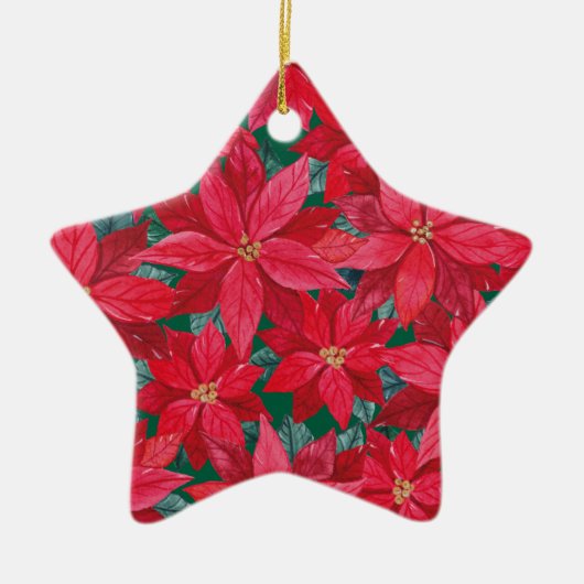 Poinsettias Winter Shelter Keramik Ornament (Vorne)