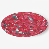 Poinsettias Winter Shelter Round Pouf Pappteller (Schrägansicht)