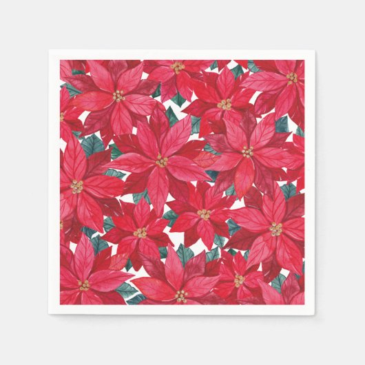 Poinsettias Winter Shelter Round Pouf Serviette (Vorderseite)