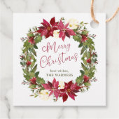 Poinsettias Wreath Christmas Geschenkanhänger (Rückseite)