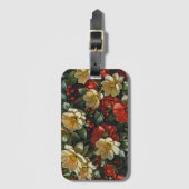 Poinsettie, Retro-Blumen in Rot und Grün Gepäckanhänger (Vorderseite Vertikal)