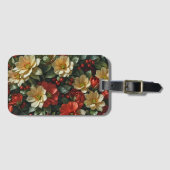 Poinsettie, Retro-Blumen in Rot und Grün Gepäckanhänger (Vorderseite (Horizontal))