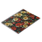 Poinsettie, Retro-Blumen in Rot und Grün Notizblock (Linke Seite)