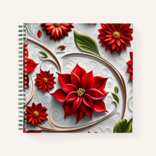 Poinsettie und Blätter Notizblock