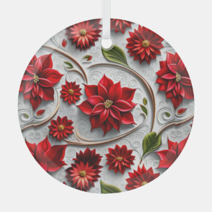 Poinsettie und Blätter Ornament Aus Glas