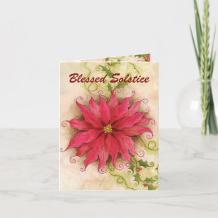 Poinsettie und Stechpalme Sonnenwende Karte