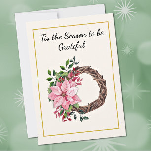 Poinsettien Grünzeug Beeren Kranz Danke Karte