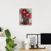 Poinsettien in einer braunen Vase Poster (Heimbüro)