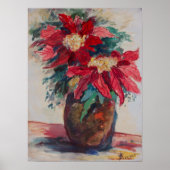 Poinsettien in einer braunen Vase Poster (Vorne)