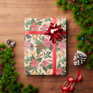 Poinsettien, Orangen und Zimt Geschenkpapier
