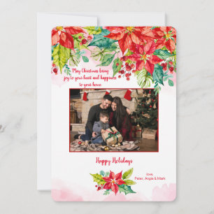Poinsettien-Rand-Fotogrußkarte zu den Feiertagen Einladung