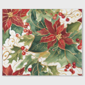 Poinsettien und holzverpacktes Papier Geschenkpapier (Flach)