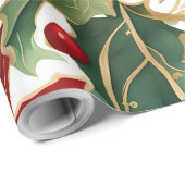 Poinsettien und holzverpacktes Papier Geschenkpapier (Rolleneckpunkt)