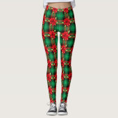 Poinsettien und Kariert Leggings (Vorderseite)