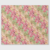 Poinsettien und Pine-Injektionsnadeln Geschenkpapier (Flach)