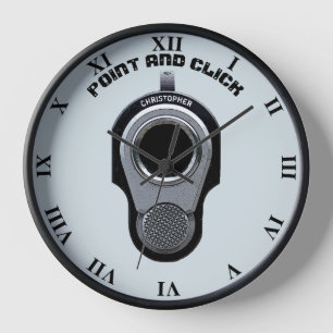 Point and Clock Gun Zeichne mit Ihrem Namen Funny Uhr