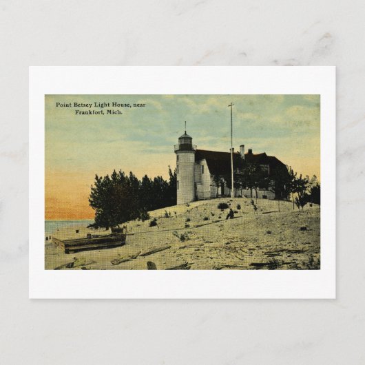 Point Betsey Lighthouse nähe Frankfort Michigan Postkarte (Vorderseite)