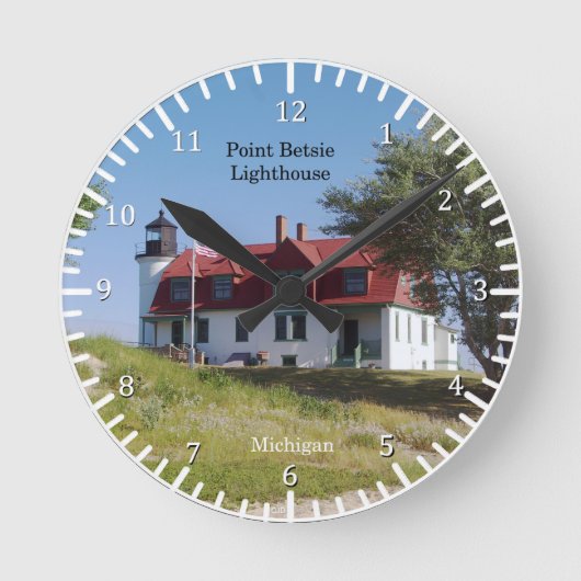 Point Betsie Lighthouse clock Runde Wanduhr (Vorderseite)