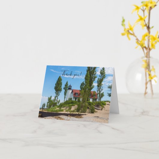Point Betsie Lighthouse Dankeschön Karte (Gelbe Blume)