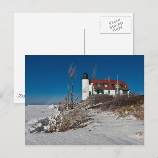 Point Betsie Lighthouse im Winter Postkarte (Vorne/Hinten)