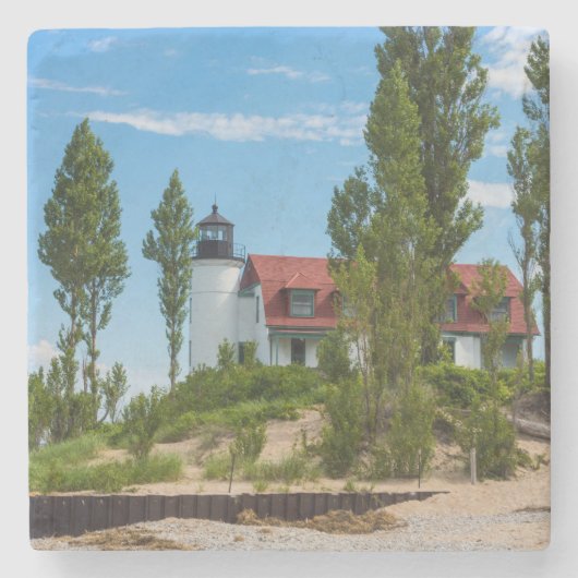 Point Betsie Lighthouse Steinuntersetzer (Vorderseite)