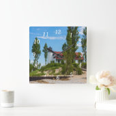 Point Betsie Lighthouse Wall Clock Quadratische Wanduhr (Zuhause)