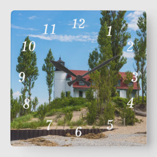 Point Betsie Lighthouse Wall Clock Quadratische Wanduhr