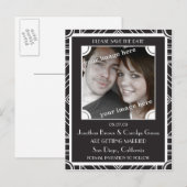 Point Block Black Art Deco Save the Date Postkarte (Vorne/Hinten)
