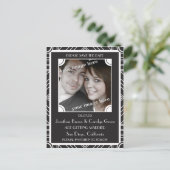 Point Block Black Art Deco Save the Date Postkarte (Stehend Vorderseite)