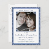 Point Block Lila Art Deco Save the Date Postkarte (Vorne/Hinten)