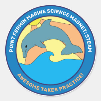 Point Fermin Grundschule Motto Dolphin Runder Aufkleber