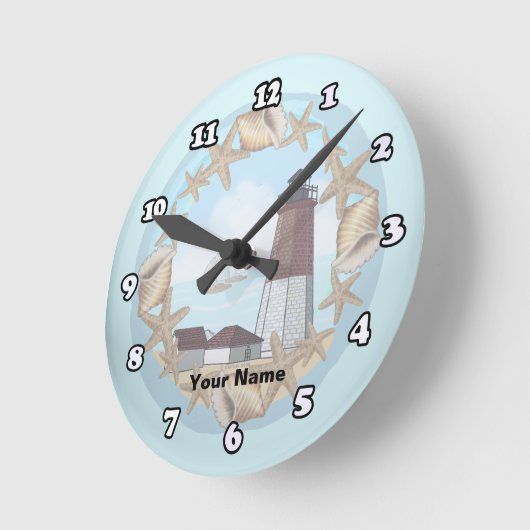 Point Judith Lighthouse Clock Runde Wanduhr (Winkel)