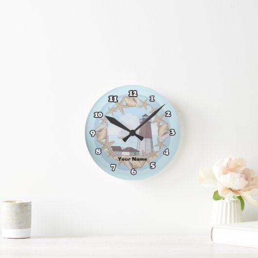 Point Judith Lighthouse Clock Runde Wanduhr (Zuhause)