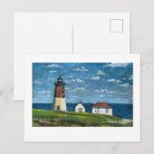Point Judith Lighthouse in Narragansett, RI 7x5 Postkarte (Vorne/Hinten)