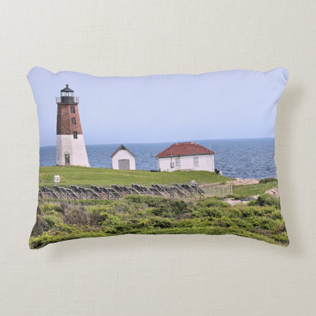 Point Judith Lighthouse Rhode Island Accent Pillow Dekokissen (Vorderseite)