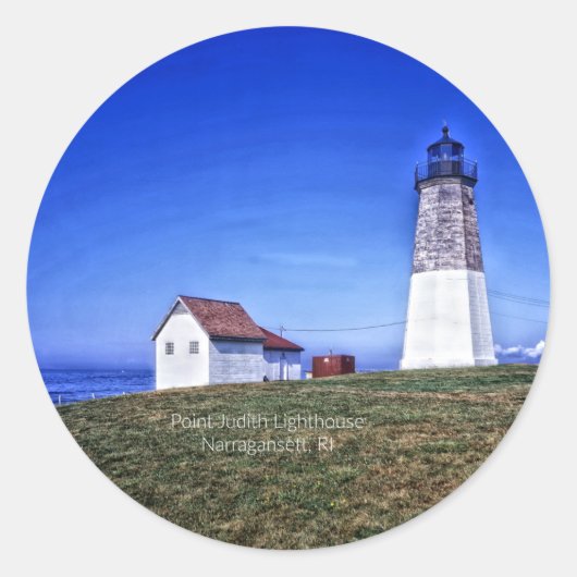 Point Judith Lighthouse, RI Runder Aufkleber (Vorderseite)