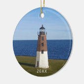Point Judith Narragansett Lighthouse Keramik Ornament (Links)